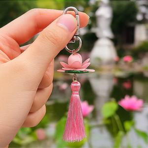연화잎 키링 감성 악세사리 플라워 식물 미니 키체인 키홀더 차키 불교 데코 행운 럭키 자연