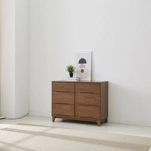 고무나무원목 월넛 3단 와이드 A서랍장