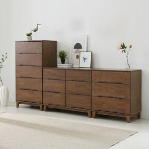 고무나무원목 월넛 5단+3단와이드+3단서랍장