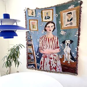 그녀와 강아지의 오후 블랭킷  감성 캠핑 담요/소파커버