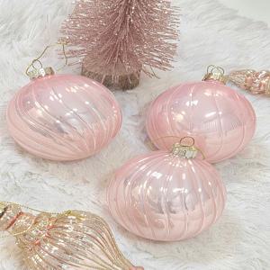 크리스마스 핑크 원형 유리볼 트리 오너먼트 행잉 장식