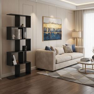 퍼즐 책장 5단 블랙 선반 수납장 진열장 책꽂이 공간분리 파티션 책장