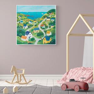바다가 마을 그림 알루미늄액자 마을 포스터 키즈 카페 벽 인테리어 액자