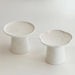 무광 모양 굽접시(꽃/원)다과접시,한정식접시,오마카세접시