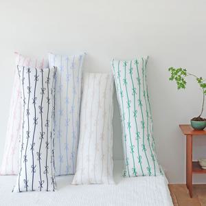 리본 고밀도 워싱 순면 사각 롱쿠션 안고자는 긴베개 다리 베개 긴쿠션 바디필로우 커버