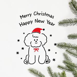 X174 강아지 눈꽃 크리스마스 포인트 스티커