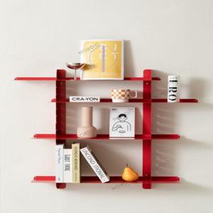 [해외]컬러 랙 벽면 장식 오브제 벽선반 책꽂이 카페 철재 금속 3단