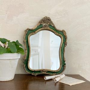 빈티지 딥 그린 비정형 탁상거울 카페 거울 앤틱 벽거울