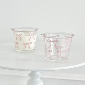 리본 내열 유리컵 홈카페 사무실 물컵 주스컵 우유잔 330ml