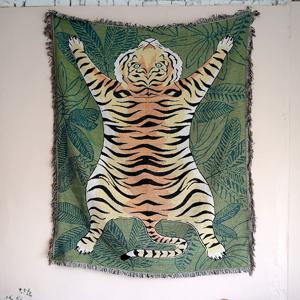 호랑이 한마리 빈티지 소파커버/러그/블랭킷