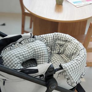 [리퍼]강아지 유모차 일체형 침구 + 베개 2종세트 체크 2colors 박스만훼손
