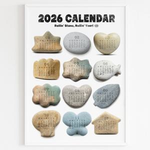 2026년 한장 달력 연력 돌멩이 그림 감성 플래너 거실 인테리어 소품 A3