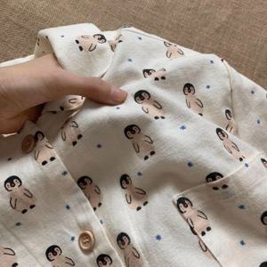 펭귄 순면 피치기모 긴팔 홈웨어 세트 1color