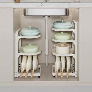 [해외] 모던 다용도 높이조절 후라이팬정리대 4단 주방선반 냄비 정리대 2colors