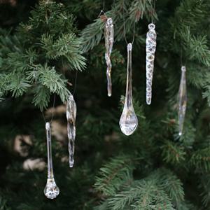 크리스마스 미니 믹스 막대 유리 오너먼트 6입 1세트 트리장식 리스 갈란드 소품