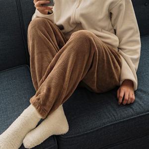 여성 극세사 수면 바지 겨울잠옷 홈웨어 파자마 밍크 두꺼운