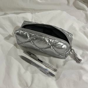 네모 필통 - 퀼팅실버 / 펜슬케이스 펜파우치 학생 선물