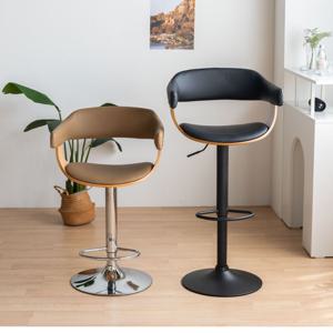 [리퍼] 카뮤바텐 가죽 원목 바체어 홈바 회전 높낮이 조절 의자