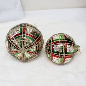 크리스마스 펑키 체크 원형 유리볼 오너먼트 트리 리스 장식 가랜드 오브제