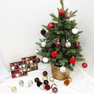 크리스마스 꼬마 4종 믹스 플라스틱 원형 오너먼트 트리 리스 장식 가랜드 원예수업