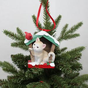 크리스마스 러블리 새와 냥이 마블 오너먼트 트리 리스 장식 가랜드 원예수업 고양이 인형