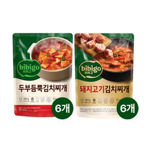 비비고 두부김치찌개 460g x6개+돼지고기김치찌개 460g x6개