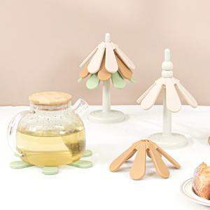 내열 실리콘 냄비받침 보관 스탠드 거치대세트(냄비받침 3P+거치대)