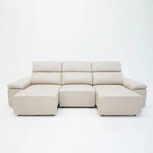 루나 전동 무빙 세미아닐린 모션 쇼파 전체 에닐린 가죽 소파 크림베이지, 4인용