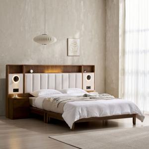 누오보 LED 원목 통깔판 침대프레임 Q/K 겸용