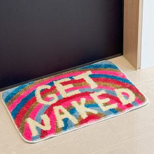 워셔블 고중량 직조 레트로 무드 무지개 레터링 욕실 화장실 러그 발매트