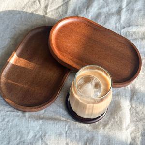 타원 우드 트레이 원목 쟁반 미니 나무 트레이 21cm