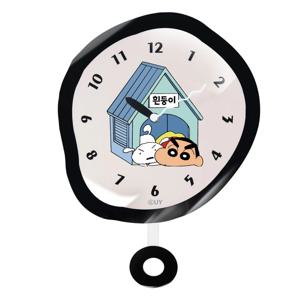 흰둥이와 짱구 비정형 아크릴 무소음 인테리어 벽시계