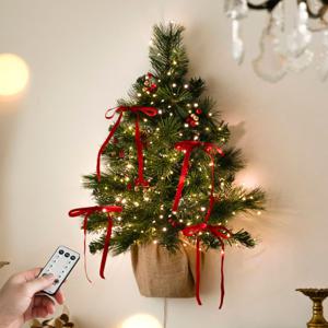 로지벨 리본 크리스마스 벽트리 풀세트 전구포함 만들기 인테리어 벽걸이 장식