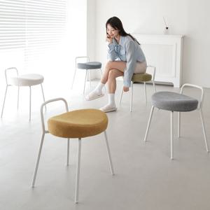 앨리스 인테리어 디자인 타원형 패브릭 화장대 스툴의자 6colors