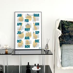 2026년 달력 포스터 팝아트 과일 피콕 그린 인테리어 액자 캔버스 한장 캘린더