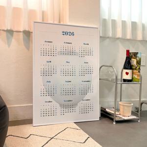 2026년 달력 포스터 달항아리 블루 인테리어 액자 캔버스 한장 캘린더