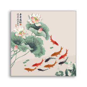 [해외]그림그리기세트 DIY명화 아크릴화 그리기쉬운 캔버스색칠 잉어 연꽃 돈들어오 동양화