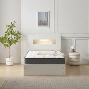 숙면왕 LED조명 서랍수납형 슈퍼싱글 SS 침대 프레임+20cm 독립스프링 매트