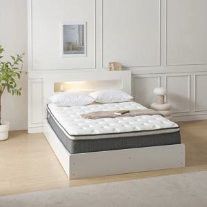 숙면왕 LED조명 서랍수납형 퀸 Q 침대 프레임+25cm 독립스프링 매트