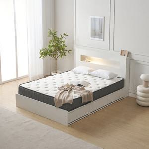 숙면왕 LED조명 서랍수납형 퀸 Q 침대 프레임+20cm 독립스프링 매트