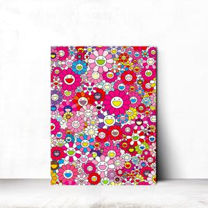 스마일 해바라기 팝아트 일러스트 거실 인테리어 액자 캔버스그림 21x26cm