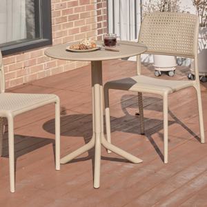 가든 원형 테이블 UV코팅 베이지