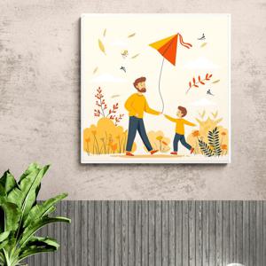 가을날 연 날리기 그림 알루미늄액자 패밀리 행복 거실 식당 테이블 꾸미기 인테리어 액자