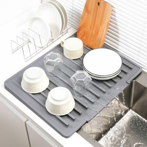 실리콘 식기건조대 그릇 접시 조리도구 야채 드라잉매트 싱크대 물빠짐 매트 논슬립 트레이