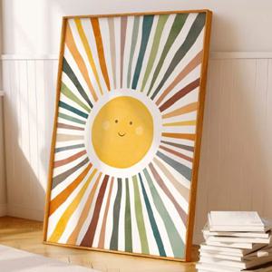 스마일 그림 액자 카페 거실 대형 캔버스 인테리어 귀여운 빈티지 포스터 , 레인보우 스마일