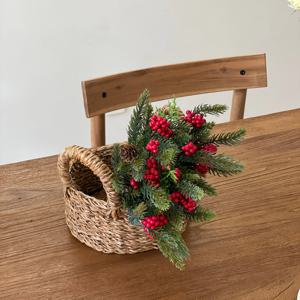 편백 소나무부쉬 조화 레드베리 크리스마스리스 만들기 재료