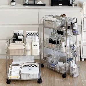 투명 이동식 트롤리 틈새수납 거실 주방 세탁실 책 베란다 화분 무빙 웨건 아크릴 수납장
