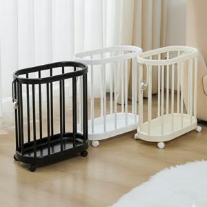 토끼핸들 이동식 빨래바구니 운동기구 요가 매트 수납 보관함 타원형 트롤리 카트 3색상