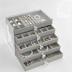 5단 크리스탈 악세사리 보관함 벨벳 귀걸이 반지 목걸이 팔찌 시계 정리함 보석함 케이스