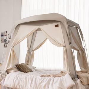 프리미엄 패브릭 침대 방한 난방텐트 [더블/퀸/킹 공용]